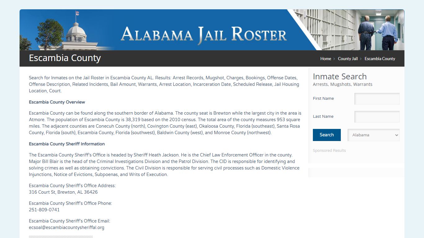 Escambia County | Alabama Jail Inmate Search